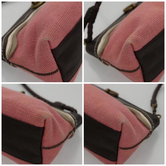 BOTTEGA VENETA Shoulder Bag Canvas Pink Auth 104216